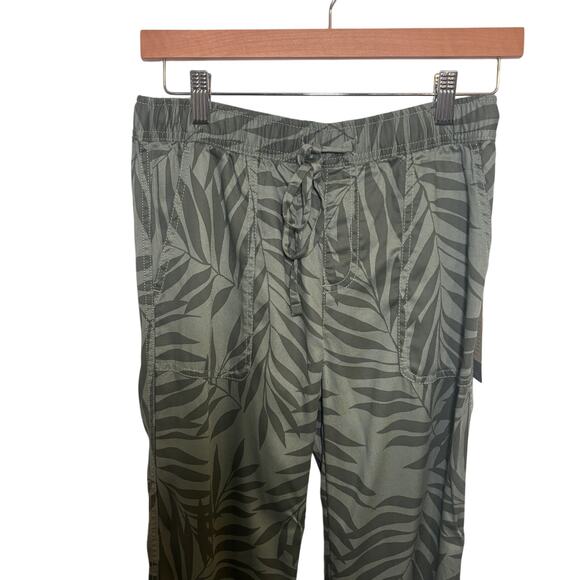NWT C&C California Lyocell Green Fern Palm Print Pull On Joggers Drawstring XS - Picture 2 of 8